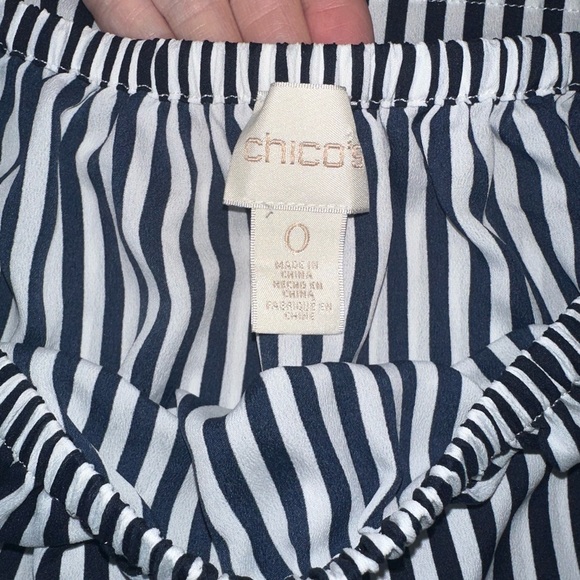 Chico’s, vertical black and white stripe blouse. Size 0. - Picture 5 of 8